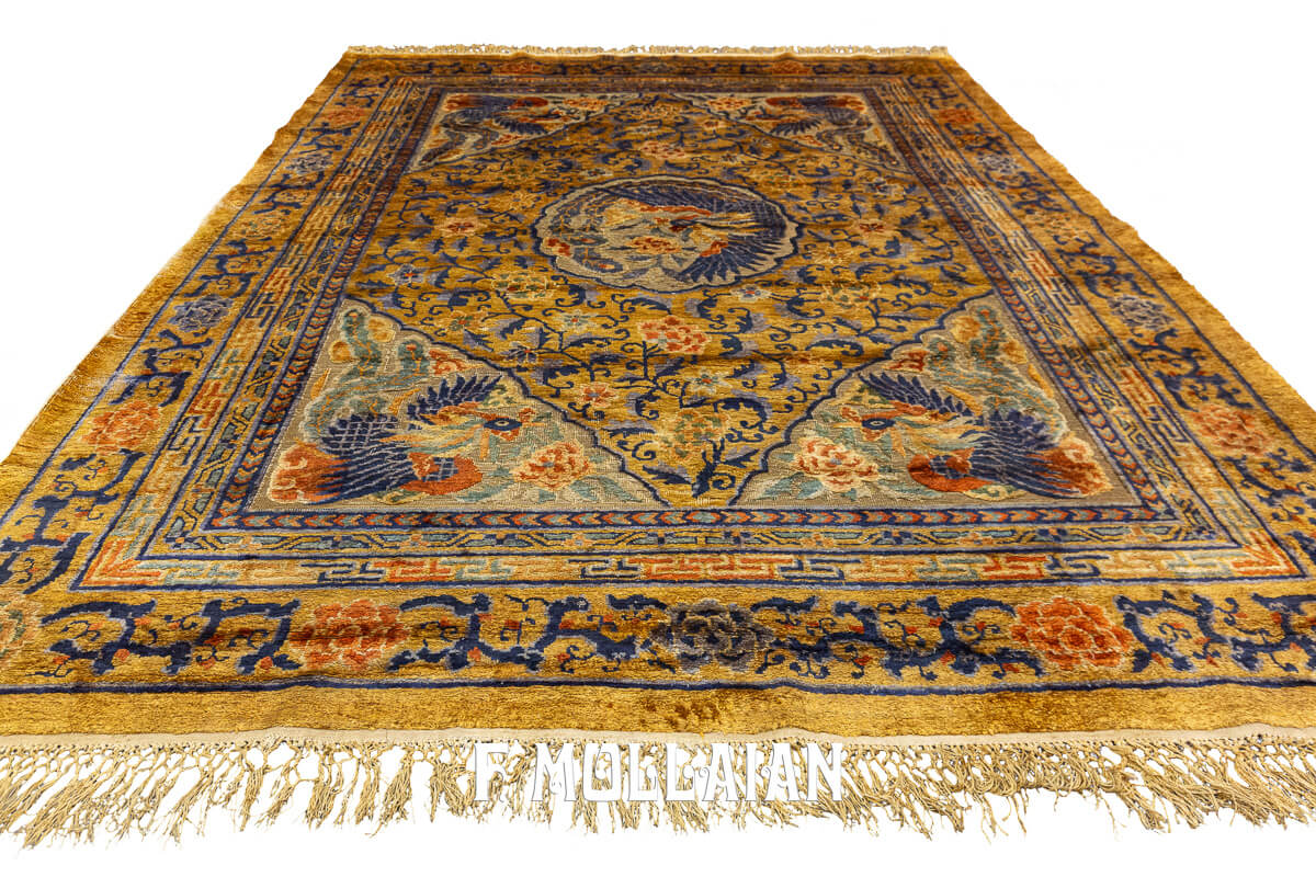 Chinese Rug Imperial Signed Silk and Metal n°:10783232